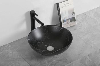 Раковина из сантехнического фарфора Cerutti SPA CR3301MMB1 40х40 накладная цвет черный без отверстий под смеситель