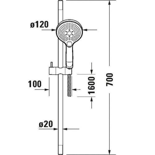 Душевой гарнитур Duravit Wave UV0680004010 настенный хром - фото 2