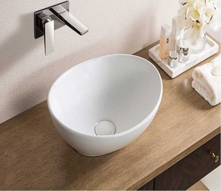 Раковина из сантехнического фаянса CeramaLux 7138 40х30 накладная цвет белый без отверстий под смеситель