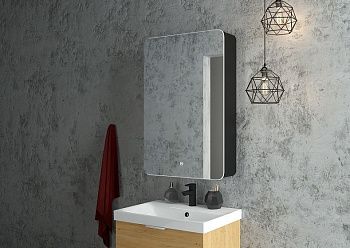 Зеркало-шкаф Art&Max LECCE AM-Lec-560-850-1D-L-DS-F-Nero 60х90 подвесной цвет черный