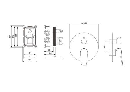 Смеситель для душа Aquatek БЕТТА AQ1147MB встраиваемый в стену черный