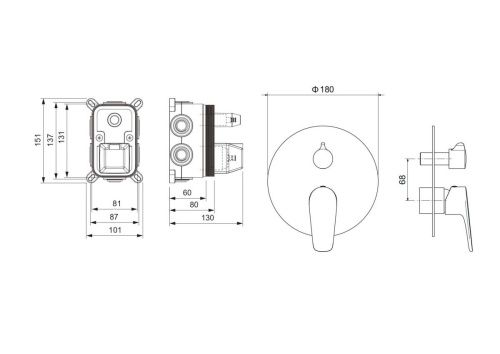 Смеситель для душа Aquatek БЕТТА AQ1147CR встраиваемый в стену хром - фото 3