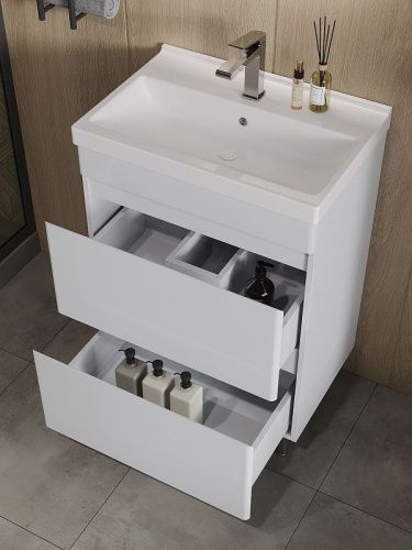 Тумба с раковиной Orange TOPLINE-Lyon TLNF60+RA 60х40 напольная цвет белый - фото 3