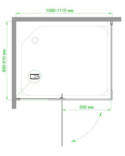 Душевой уголок Royal Bath HPVD RB9110HPVD-C-BL 110х90 стекло матовое профиль черный без поддона - фото 4