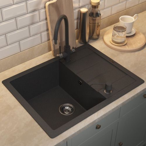 Кухонная мойка Uperwood Quartz Premium UPD-03 3910202111 65х50 цвет черный поверхность матовая - фото 3