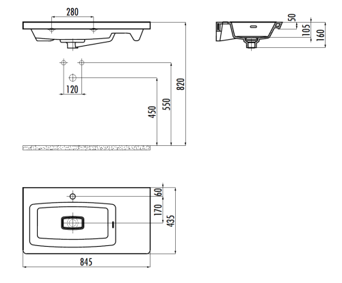 Раковина из сантехнического фарфора Creavit Memory MY085-00CB00E-0000 80х40 накладная цвет белый 1 отверстие под смеситель - фото 2