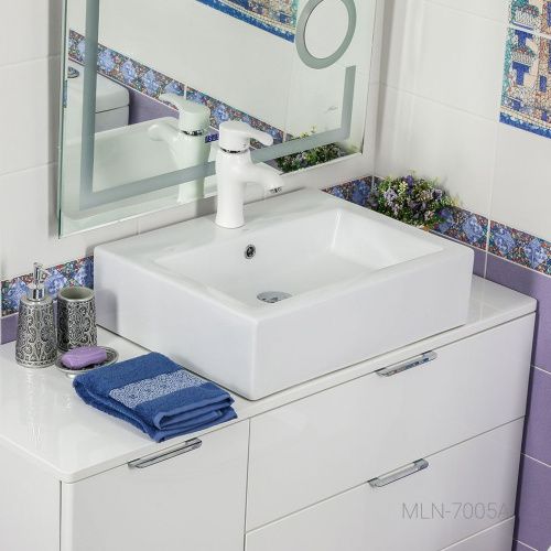 Раковина из сантехнического фарфора Melana 7005A-805 60х50 накладная цвет белый 1 отверстие под смеситель - фото 2