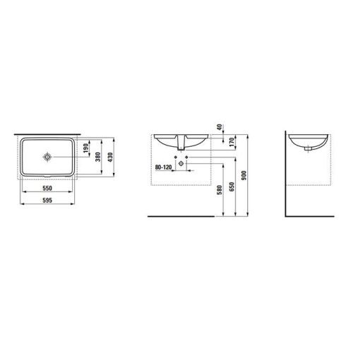 Раковина керамическая Laufen Pro 8.1196.3.000.109.1 60 см встраиваемая цвет белый без отверстий под смеситель - фото 2