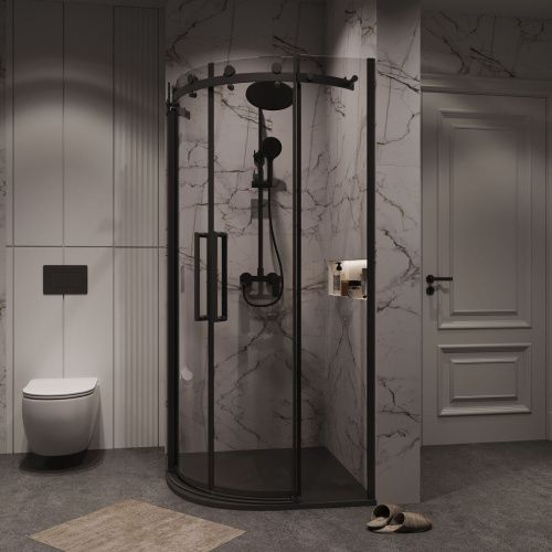 Душевой уголок Grossman Classic 301.K33.04.9090.21.00 90х90 стекло прозрачное профиль черный без поддона - фото 4