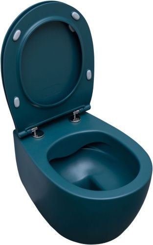 Чаша унитаза подвесная Allen Brau Fantasy 4.11004.PT цвет зеленый без сиденья безободковая каскадный смыв - фото 4