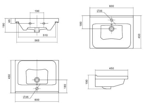 Раковина керамическая Onika Миранда 1WH302421 60х50 накладная цвет белый 1 отверстие под смеситель - фото 4