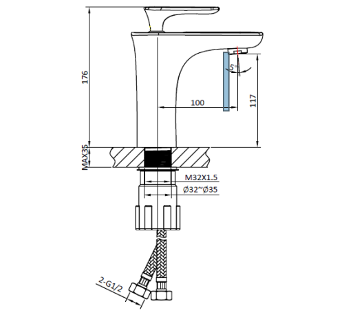 Смеситель AltroBagno Aperto AltroBagnoAperto0120NeOp на раковину черный - фото 2
