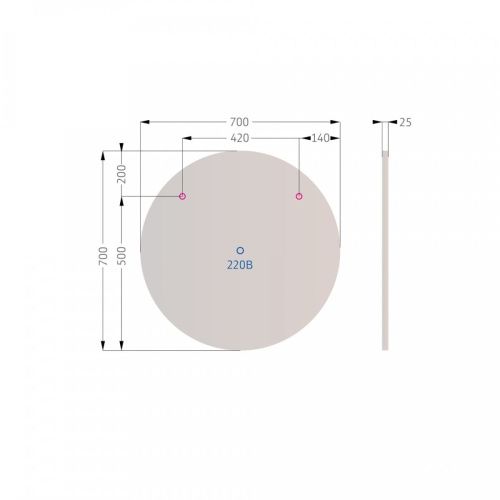 Зеркало с подсветкой Alavann Rondo ALV0113003 70х70 подвесное - фото 3