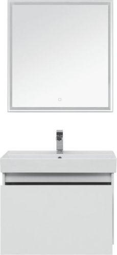 Комплект мебели: тумба с раковиной + зеркало Aquanet Nova Lite 00242296 76x46x137 напольный/подвесной цвет белый - фото 4