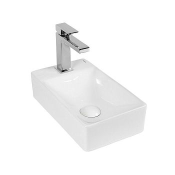 Раковина из сантехнического фарфора Bond Cube S12-380L 40х20 накладная цвет белый 1 отверстие под смеситель