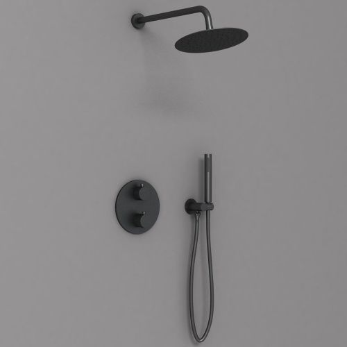 Душевая система Vincea VSFW-101TMB встраиваемая в стену цвет черный с термостатом - фото 2