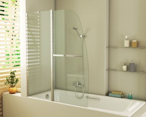 Душевая шторка на ванну Grossman GR-100/2 120х140 стекло прозрачное профиль хром глянцевый ориентация универсальная - фото 2