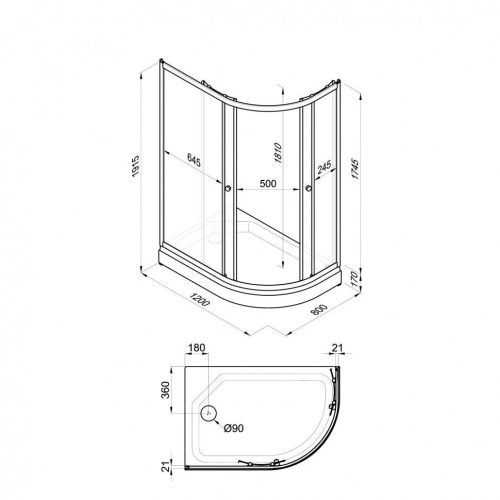Душевой уголок Тритон Коралл Щ0000068949 120х80 стекло с рисунком профиль белый с поддоном - фото 4