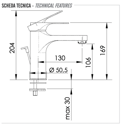Смеситель для раковины Remer Class Line L10L на столешницу хром - фото 2