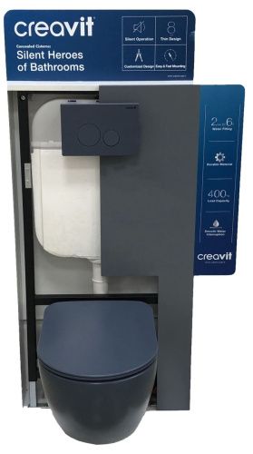 Чаша унитаза подвесная Creavit Free FE322-11BM00E-0000 цвет серый без сиденья душевой смыв - фото 4