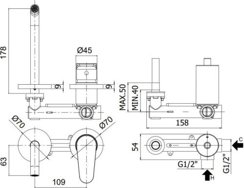 Смеситель для раковины Paffoni Green GR105CR70 встраиваемый в стену хром - фото 2