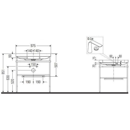 Консоль с раковиной Duravit Happy D.2 Plus HP4838O2222 100х50 напольная цвет хром - фото 2