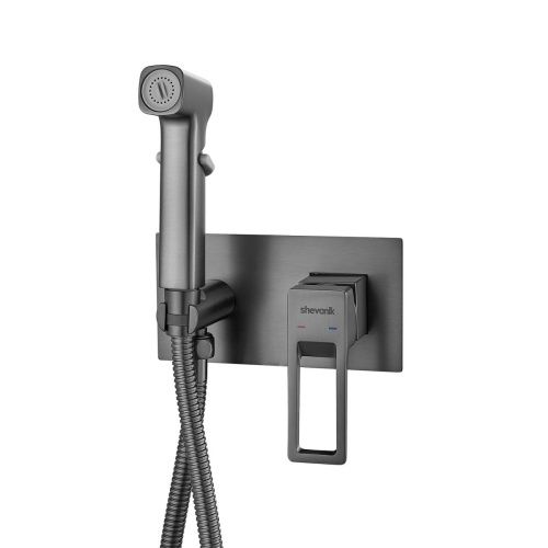 Гигиенический душ со смесителем Shevanik S6805T оружейная сталь - фото 2