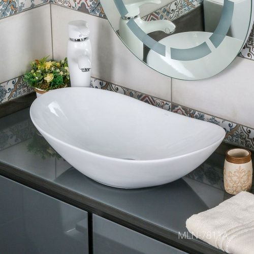 Раковина из сантехнического фарфора Melana 320354-805 60х40 накладная цвет белый без отверстий под смеситель - фото 2