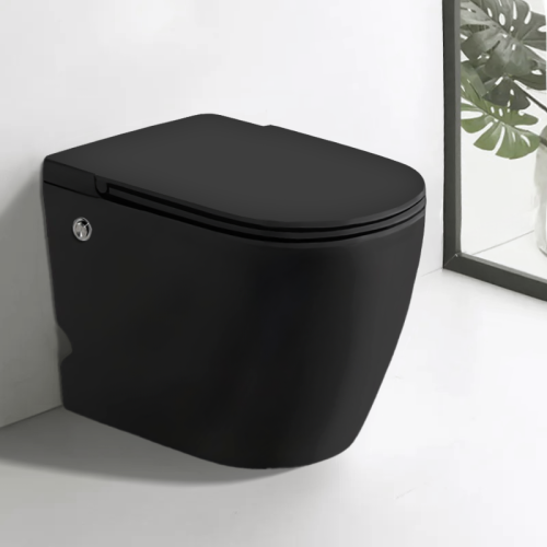 Унитаз приставной Cerutti SPA CT10199 черный с сиденьем микролифт безободковый импульсный смыв - фото 2