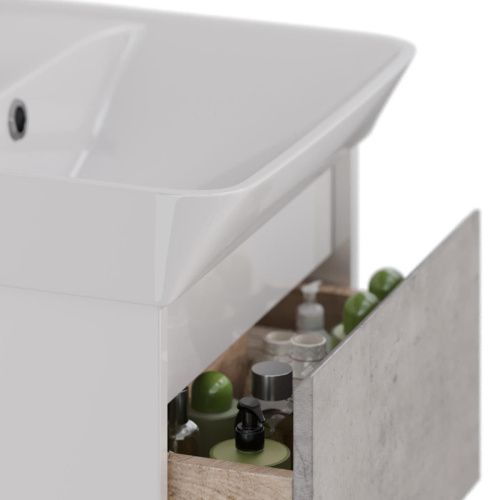 Тумба под раковину LeMark Combi LM03C50T-Beton 50х30 напольная цвет серый/белый - фото 4