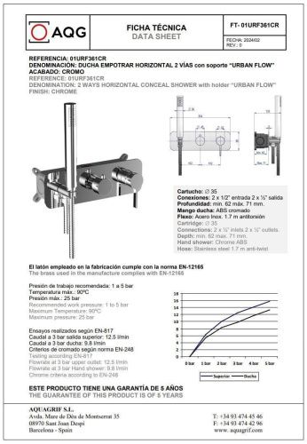 Душевая система AQG Urban Flow 19URFER23502 встраиваемая в стену цвет хром - фото 2