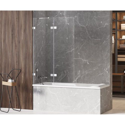 Душевая шторка на ванну New Trendy AVEXA EXK-1962 140х150 стекло прозрачное профиль хром ориентация левая - фото 2