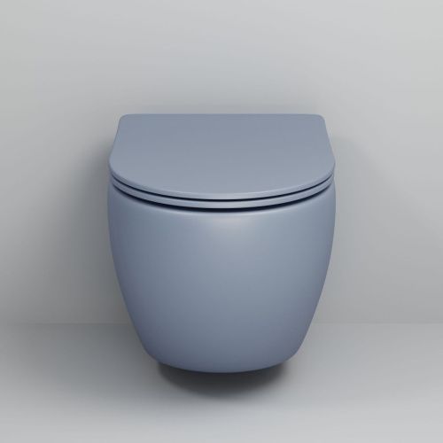 Унитаз подвесной Grossman Color GR-4455BSMS-21 голубой с сиденьем безободковый каскадный смыв - фото 3