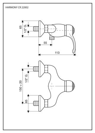 Смеситель Emmevi Harmony 22002/CO настенный хром