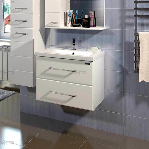 Тумба под раковину СанТа Омега 207045 60х40 подвесная цвет белый - фото 3