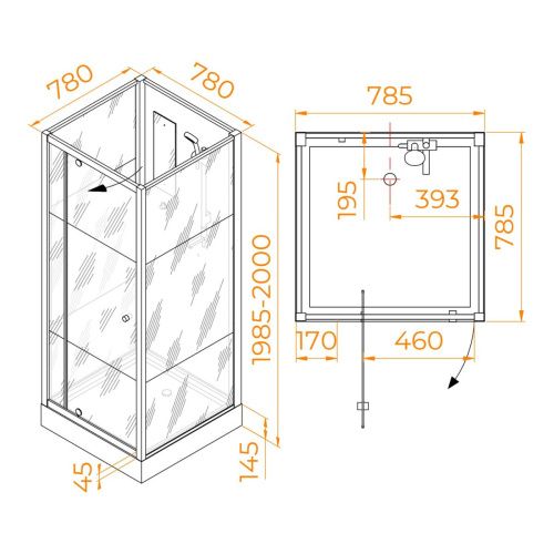 Душевая кабина RGW Andaman 411320788-95 80х80 квадратная без крыши ориентация универсальная - фото 2