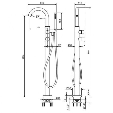 Встраиваемая часть напольного смесителя для ванны Fantini 44 00 R080A