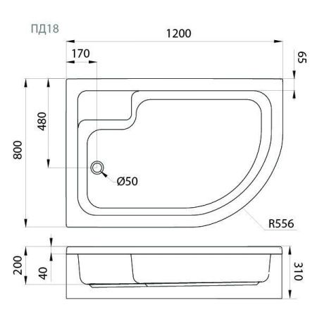 Душевой поддон акриловый Тритон Щ0000038231 120х80 белый с каркасом