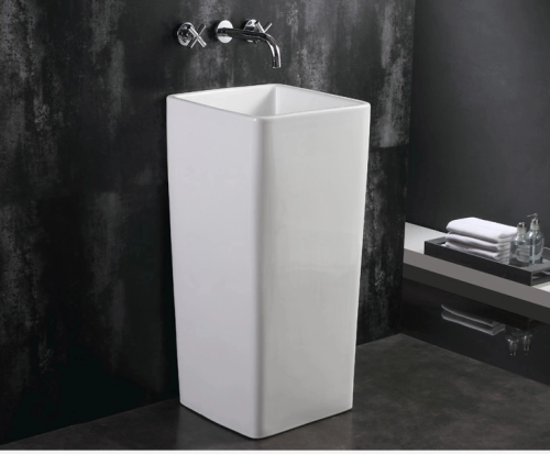 Раковина из сантехнического фаянса CeramaLux P7005 40х40 напольная цвет белый без отверстий под смеситель - фото 3