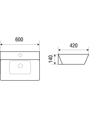 Раковина из сантехнического фаянса WeltWasser WW SK 10000003835 60х40 подвесная цвет белый 1 отверстие под смеситель - фото 2