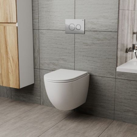 Унитаз подвесной Sintesi SIN-TS-EVI-152 белый безободковый с сиденьем микролифт душевой смыв