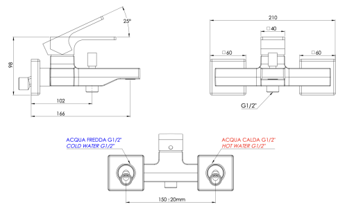 Смеситель для ванны Mariani Rebel B37212RE настенный белый - фото 2