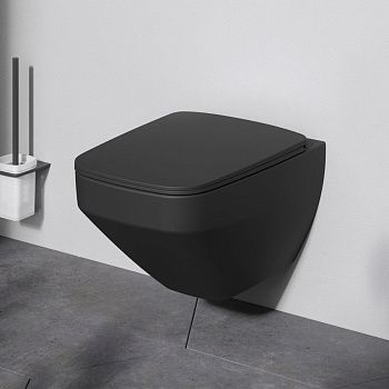 Унитаз подвесной Am.Pm Inspire V2.0 C50A1700MBSC черный с сиденьем микролифт безободковый каскадный смыв