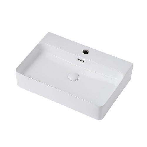 Раковина керамическая Abber RECHTECK AC2201 60х40 накладная цвет белый 1 отверстие под смеситель - фото 2