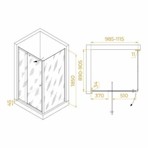 Душевой уголок RGW Passage 41084409-014 100х90 стекло прозрачное профиль черный без поддона - фото 2