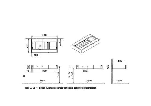 Тумба под раковину Vitra Origin 65675 90х50 подвесная цвет коричневый - фото 4