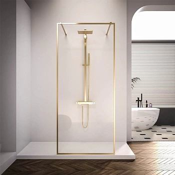 Душевая перегородка Veconi Korato KR90G-100-01-C4 100х200 стекло прозрачное профиль золото