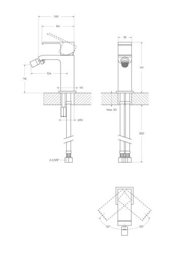 Смеситель Cezares PORTA PORTA-BS1-BIO на биде белый - фото 2