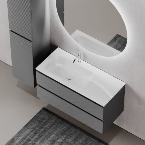 Тумба под раковину Sancos FOLK FL100LGS 100х40 подвесная цвет серый - фото 5