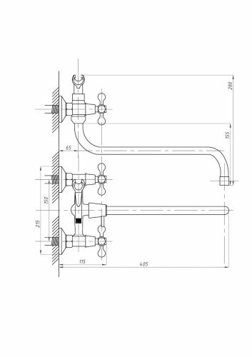 Смеситель для ванны и душа FAUZT FZs-471-06 настенный хром - фото 4